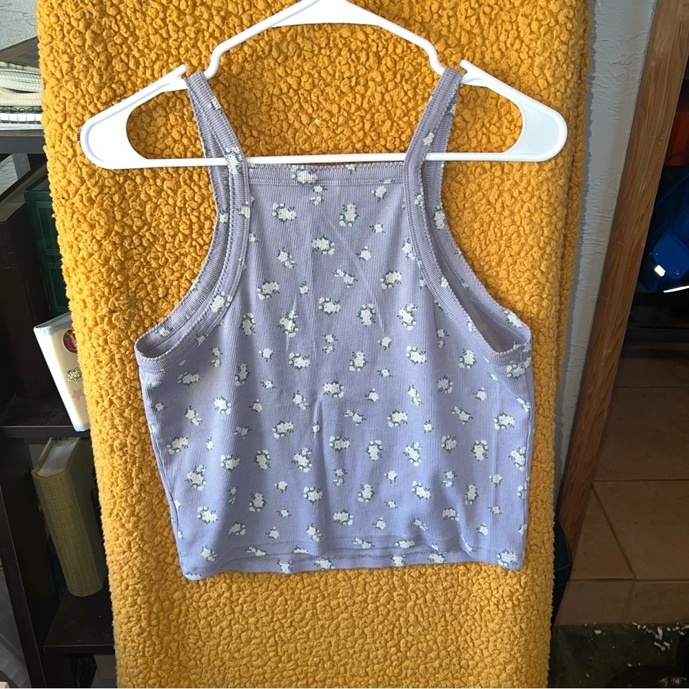 Wild Fable Purple and White Fitted Crop Tank Top - Picture 3 of 3